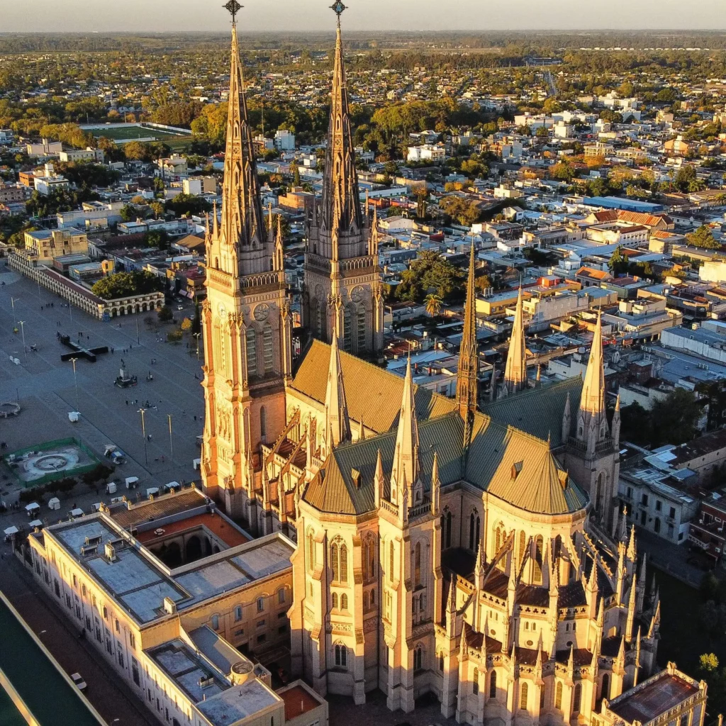 aerial view of Basilica of Our Lady of Lujan, Buenos Aires, Argentina