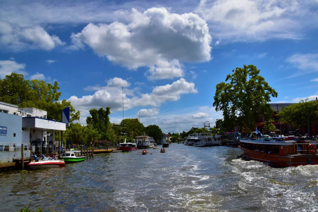 water way with boats Tigre, Buenos Aires, Argentina