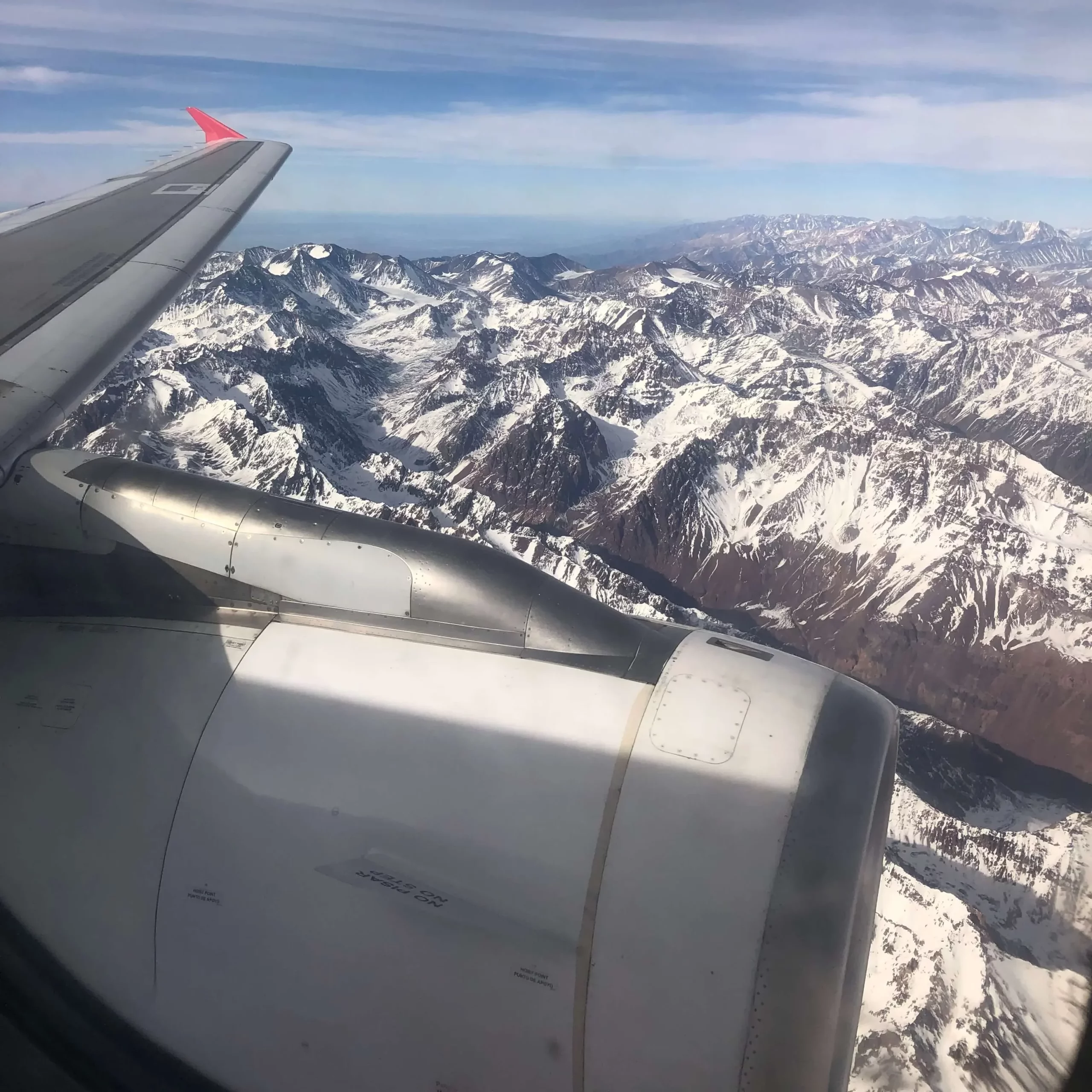 how to get to patagonia flying over andes mountain range