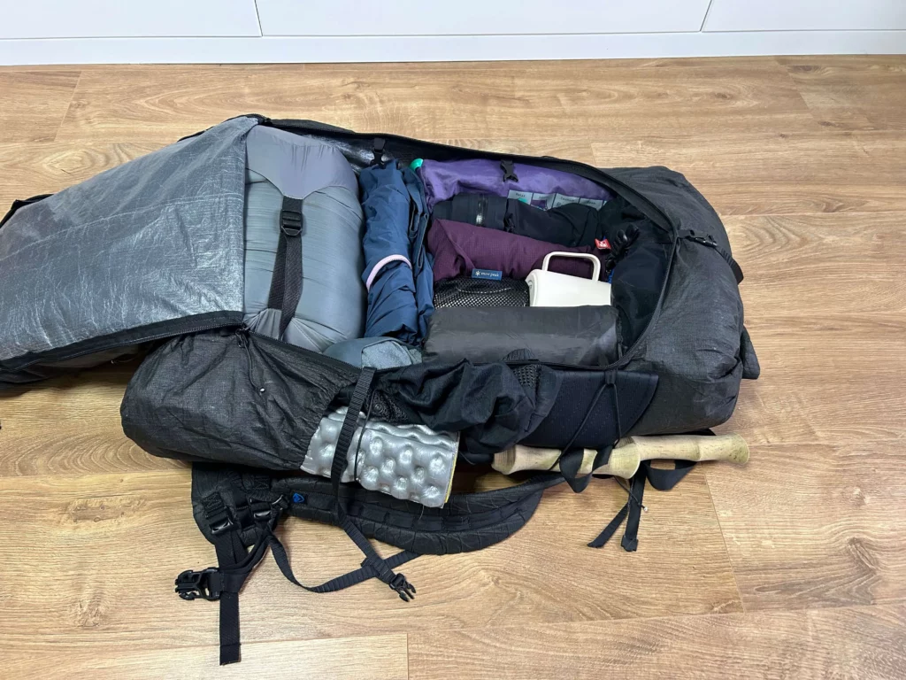 backpacking camping gear side