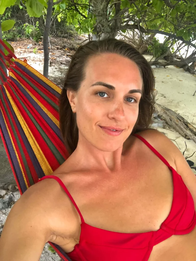 brooke on foot red bikini hammock