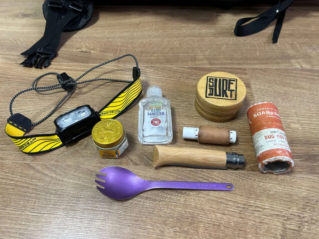 camping backpacking toiletries headlamp