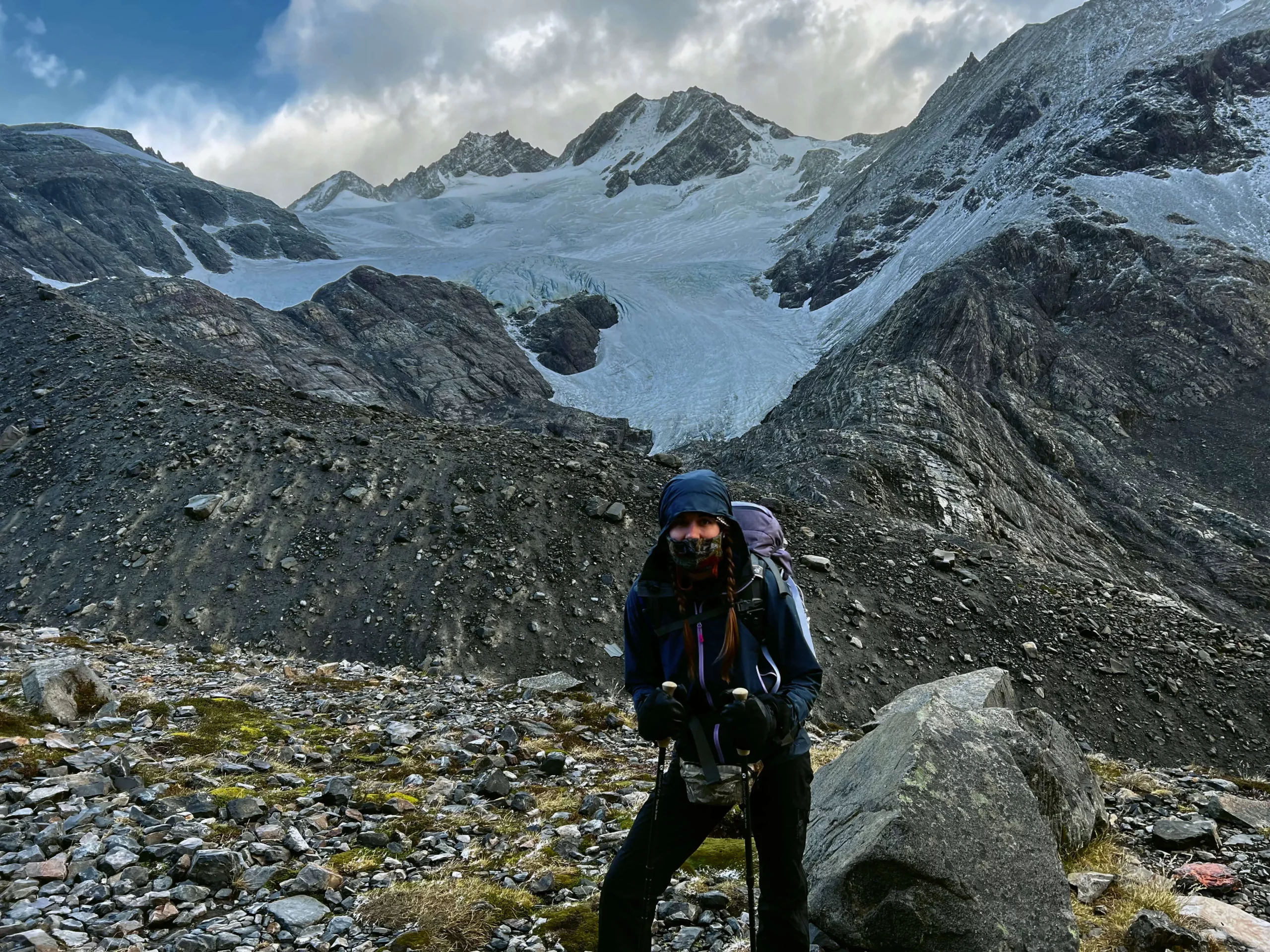 trekking poles benefits hiking backpacking snow capped mountains patagonia