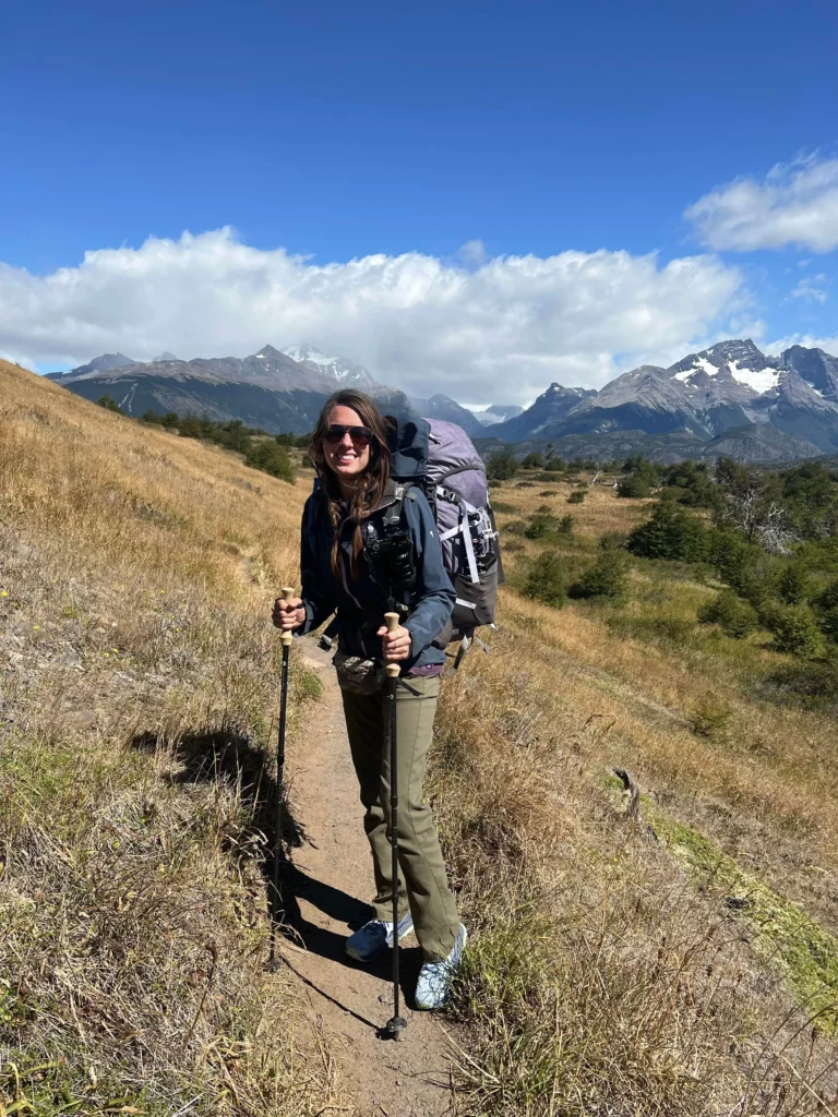 female hiker backpacking torres del paine patagonia