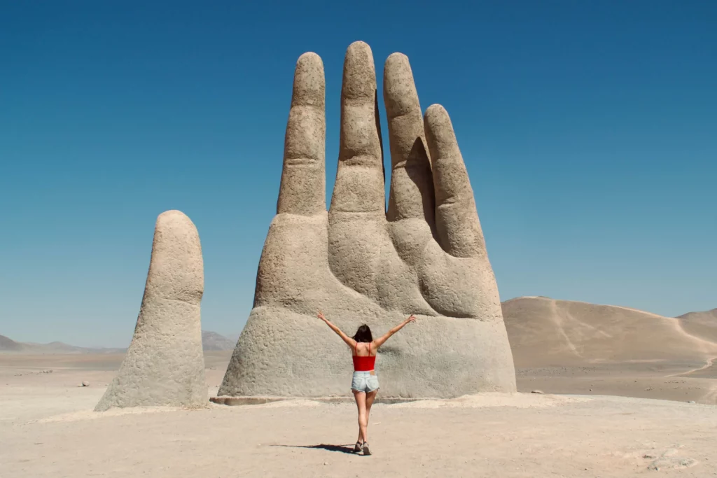 woman standing hand of the desert chile