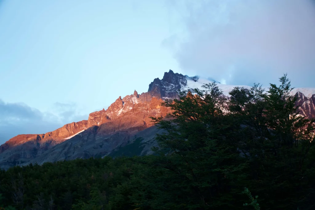 sunlight illuminating mountain patagonia