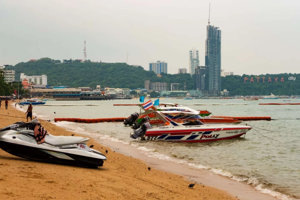 pattaya thailand beach boats jet ski