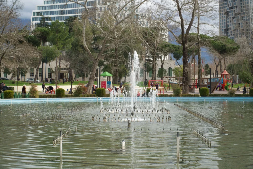 rinia park tirana albania fountain