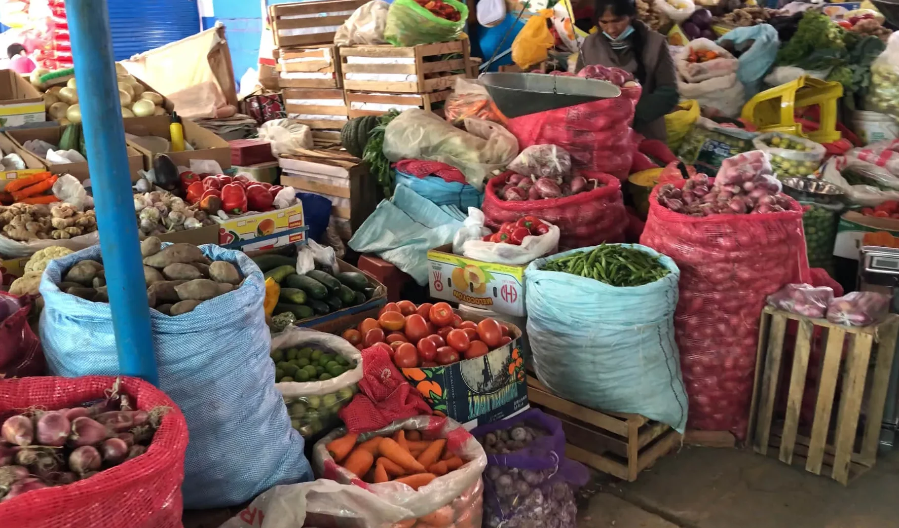 calca sacred valley market peru produce