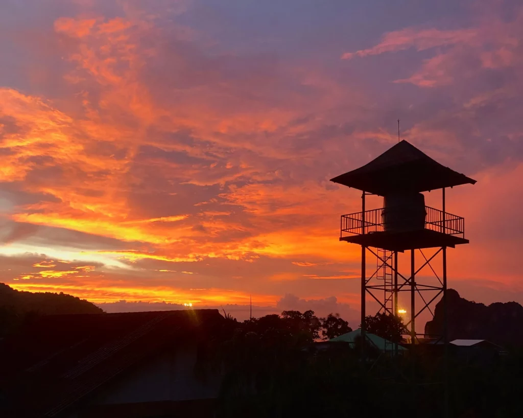 sunset water tower thailand