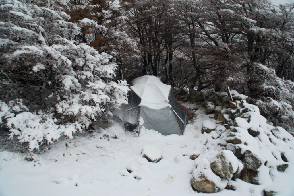 tent camping snow patagonia cold weather hiking