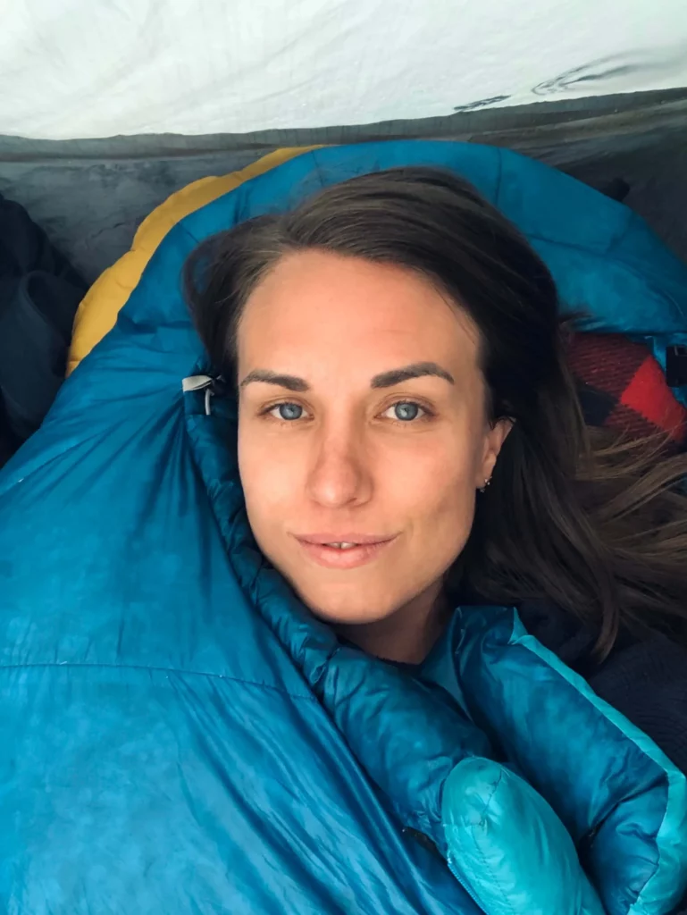woman in sleeping bag