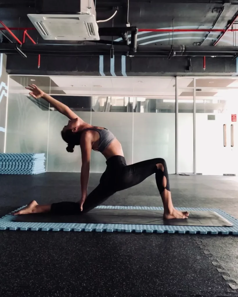 woman doing yoga backbend