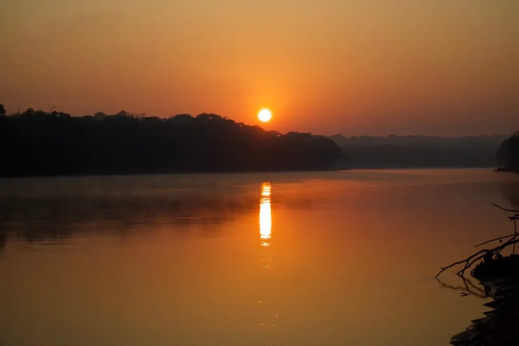 amazon rainforest peru river sunset