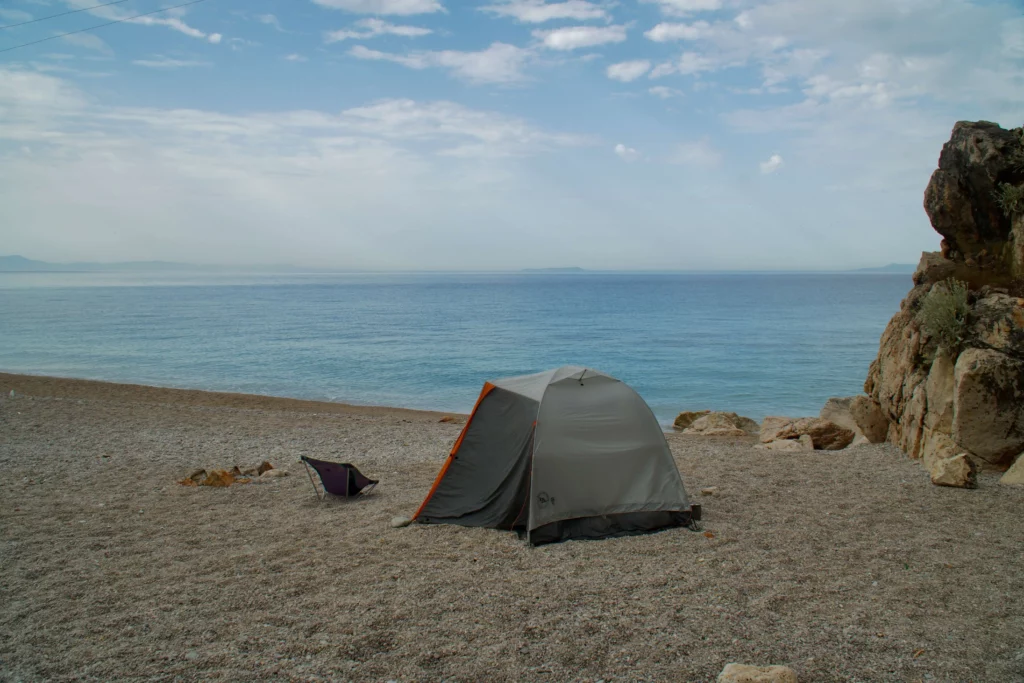 gjipe beach albania tent camping