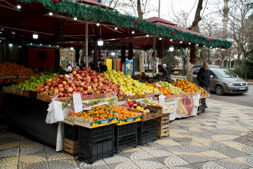 albania produce stand winter