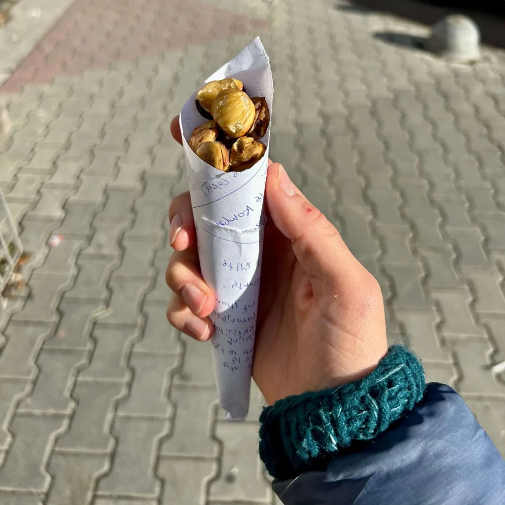 Chestnuts roasted over an open fire!