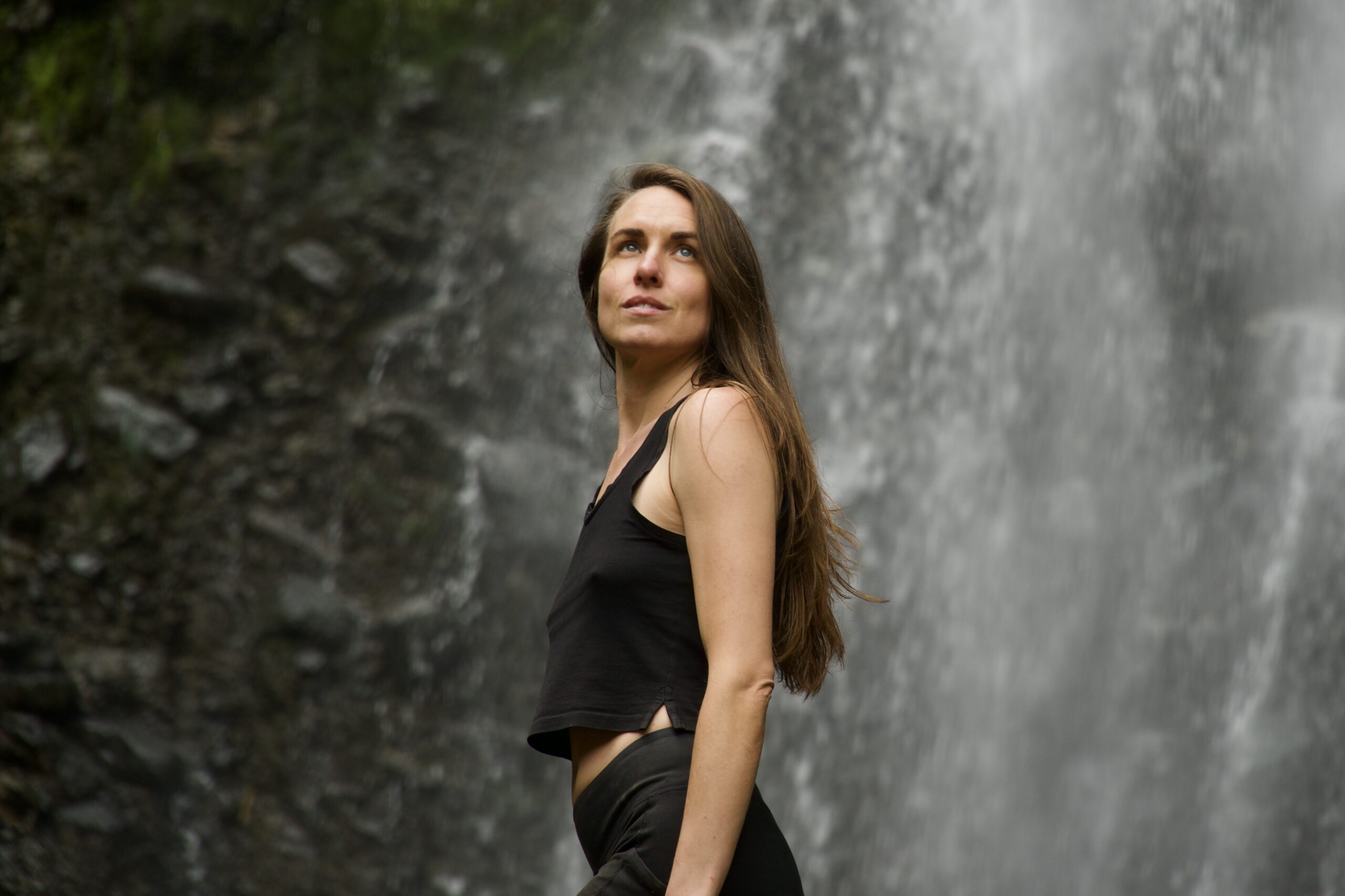 brooke on foot waterfall
